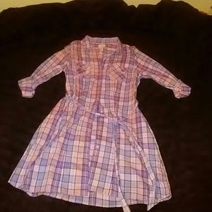 Blue and pink striped dress